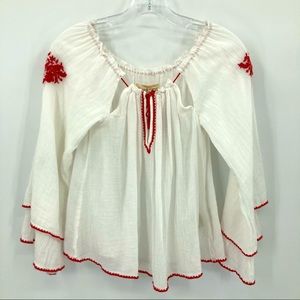 Denim & Supply RL Embroidered Tier Sleeve Blouse